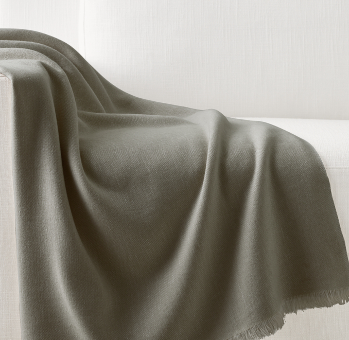 Front view of Nepalese Yak Wool & Linen Throw 