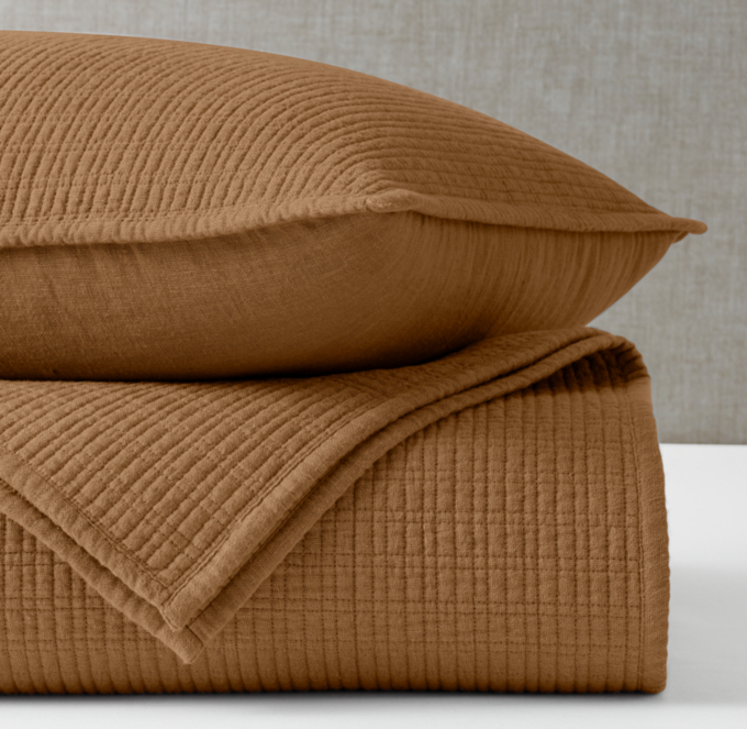 Textured Washed Linen Coverlet