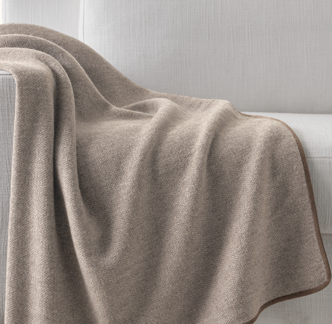 Front view of Nepalese Yak Wool & Suede Throw 
