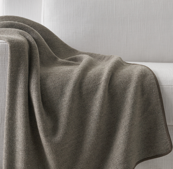 Front view of Nepalese Yak Wool & Suede Throw 