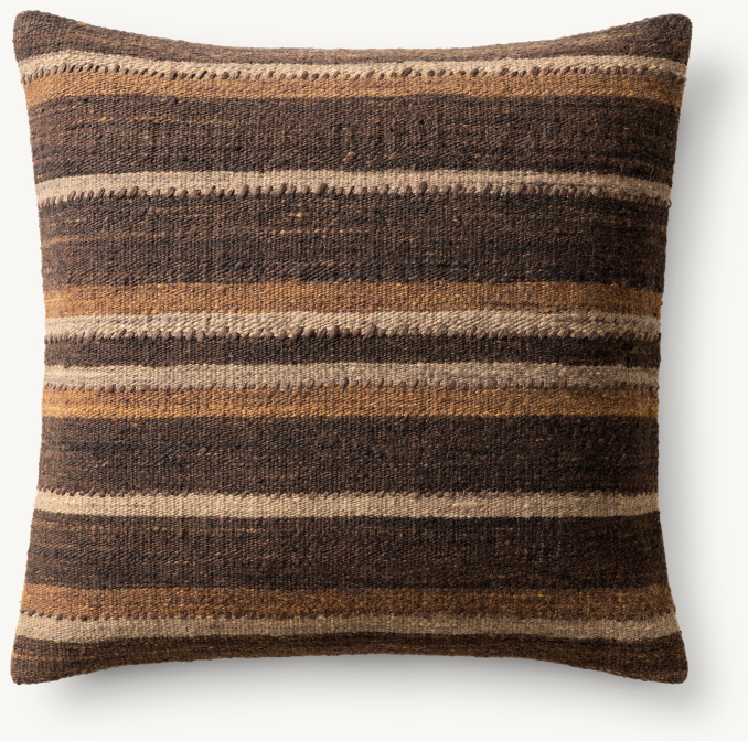 Overhead view of Taos Banded Stripe Pillow Cover - Square 