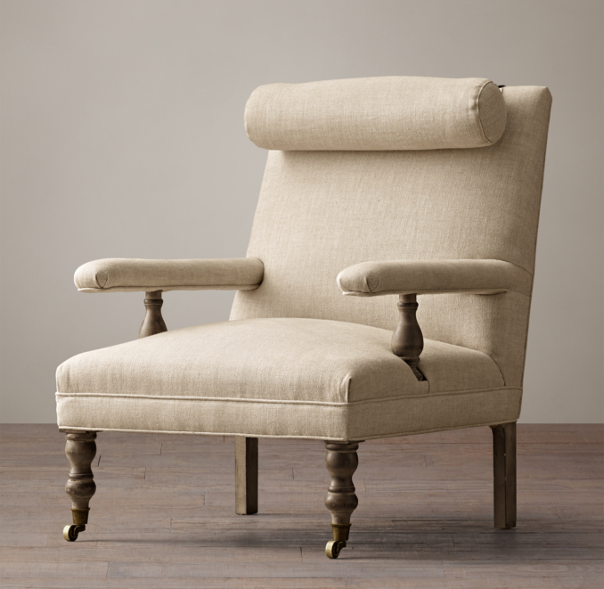 Three Quarter view of 19Th C. English Upholstered Bolster Chair