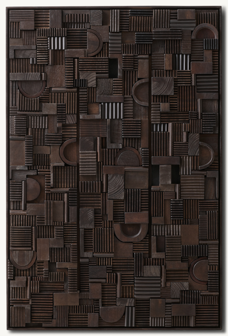 Cubist Wood Wall Panel Art 