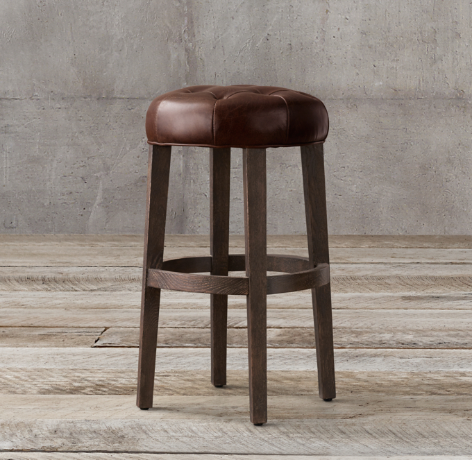 Bennett Round Leather Stool