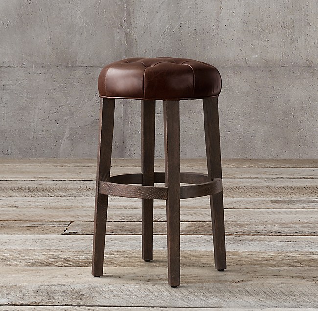 Bennett Backless Leather Bar Counter, Backless Bar Stools Leather