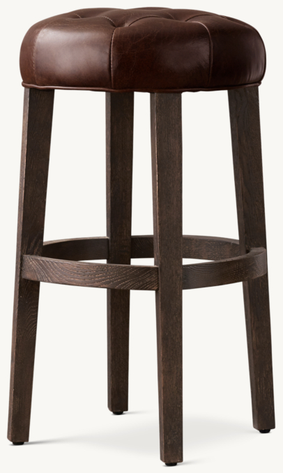 Three Quarter view of Bennett Backless Leather Bar & Counter Stool 