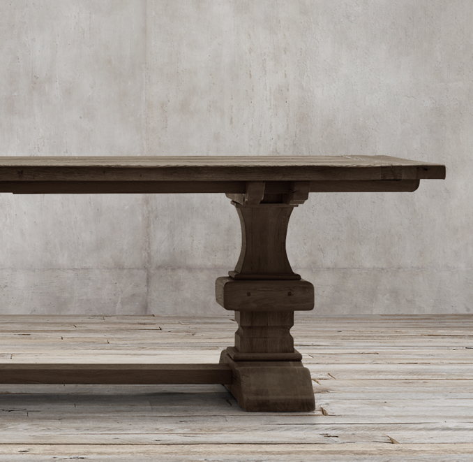 Reclaimed Russian Oak Baluster Rectangular Extension Dining Table