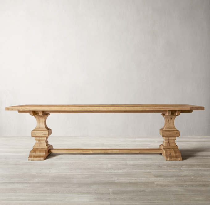 Reclaimed Oak Baluster Rectangular Extension Dining Table RH