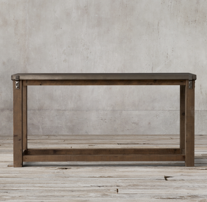 Reclaimed Wood & Zinc Top 67" Console Table