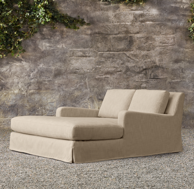 Belgian Slope Arm Outdoor Double Chaise 