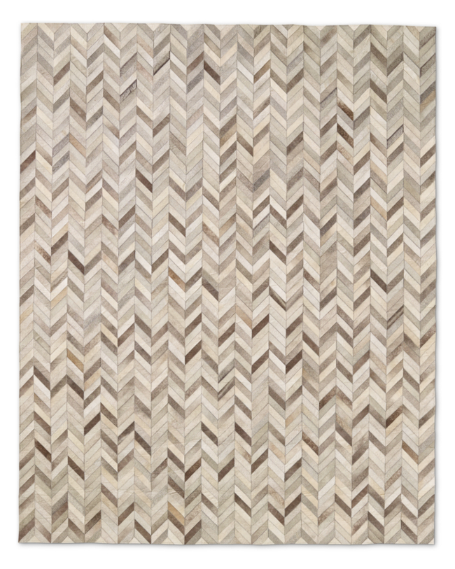 Chevron Cowhide Rug Grey