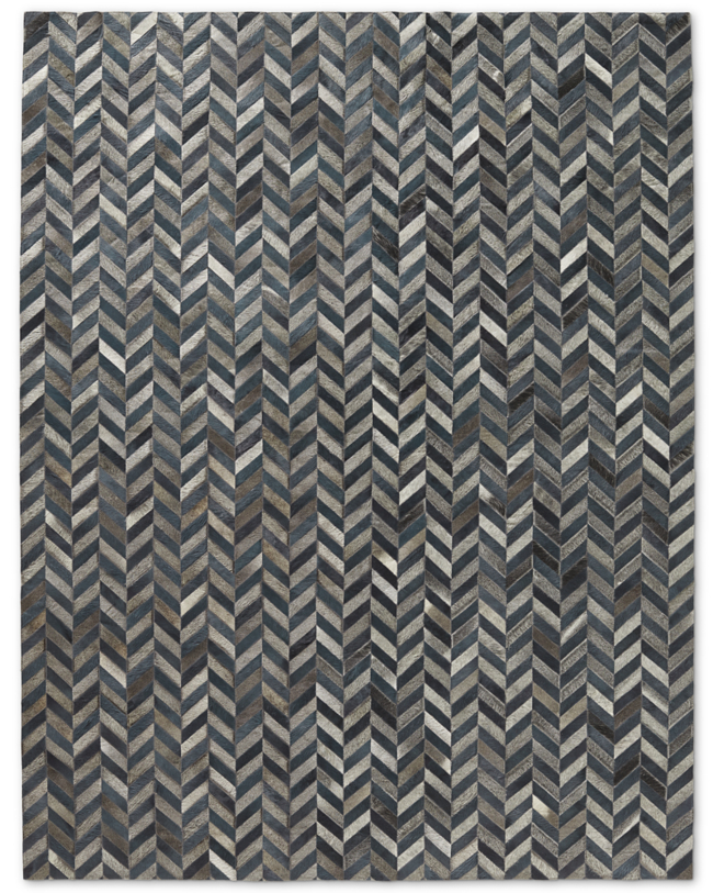 Chevron Cowhide Rug Blue Grey