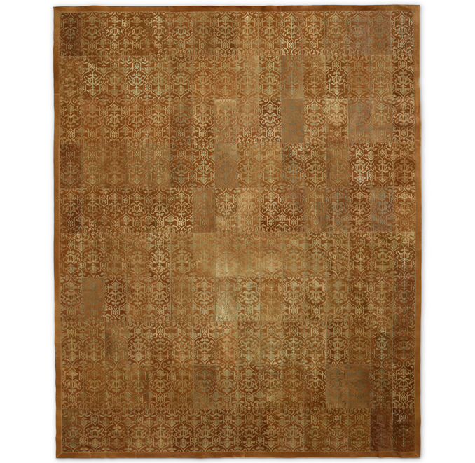 Etched Porta Tile Cowhide Rug - Caramel | RH