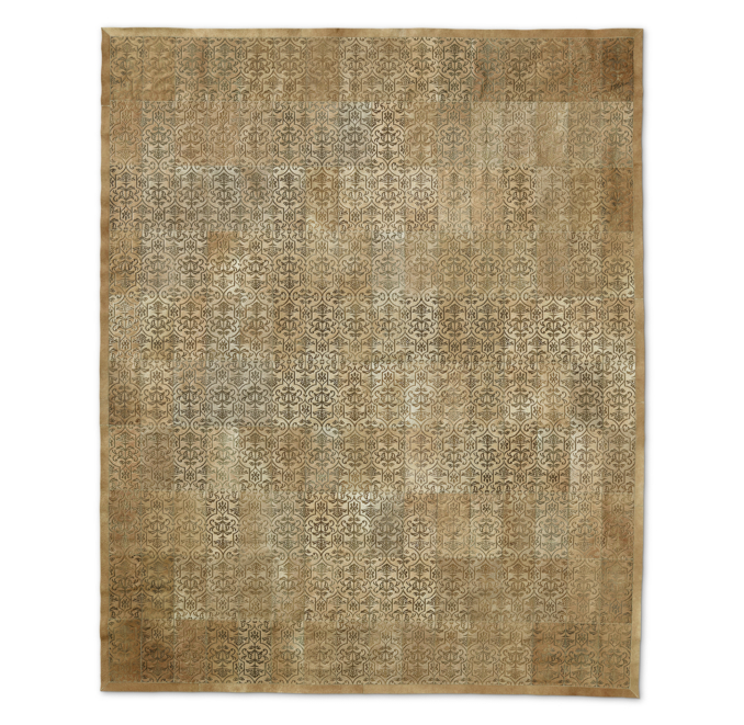Etched Porta Tile Cowhide Rug - Sand | RH
