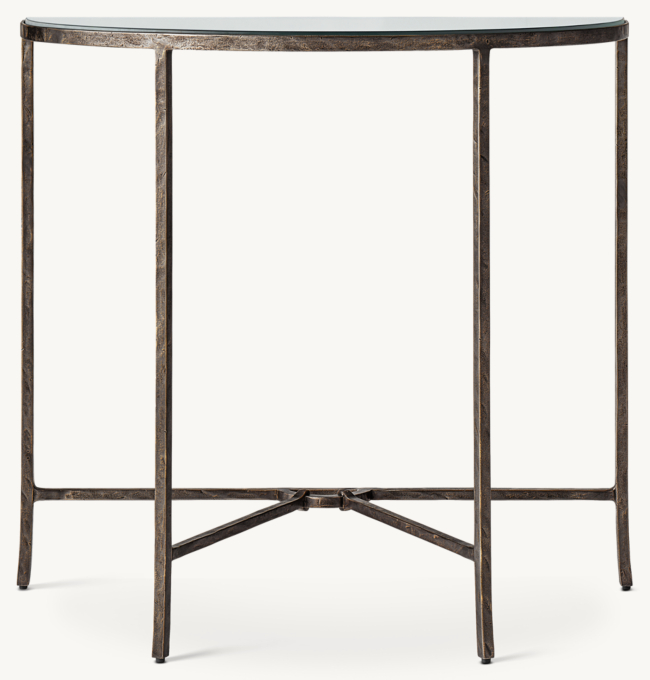 Josephine Glass Demilune Console Table