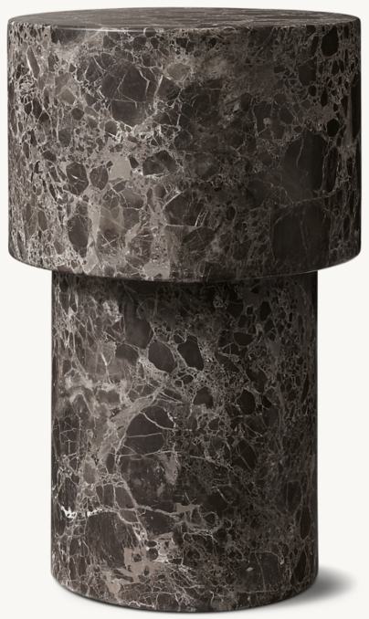 Vue de Face - Ricci - Table D'Appoint Ronde - Emperador Noir