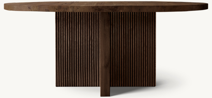 Reclaimed Oak Reeded Round Dining Table