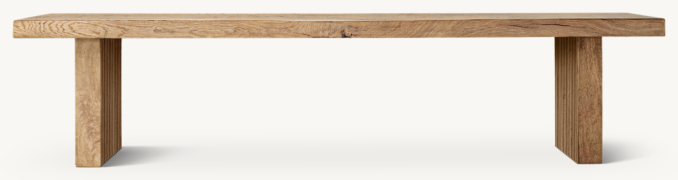 Front view of Reclaimed Oak Reeded Plank Coffee Table