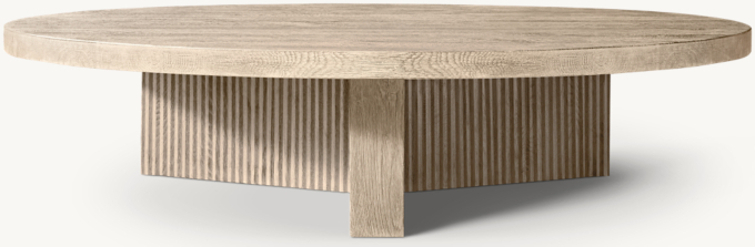 Reclaimed Oak Reeded Plank Round Coffee Table