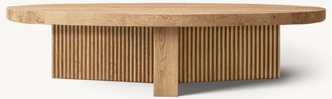 Reclaimed Oak Reeded Plank Round Coffee Table