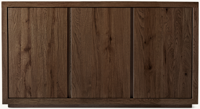 Front view of Reclaimed Oak Thin Frame Triple-Door Sideboard 