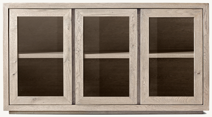 Reclaimed Oak Thin Frame Glass Triple-door Sideboard