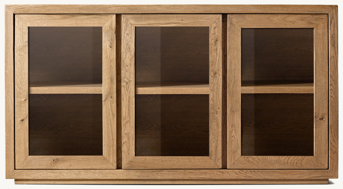 Reclaimed Oak Thin Frame Glass Triple-door Sideboard