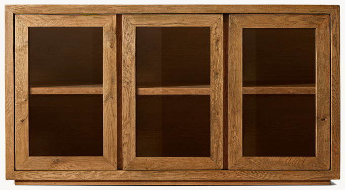 Reclaimed Oak Thin Frame Glass Triple-door Sideboard