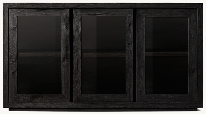 Reclaimed Oak Thin Frame Glass Triple-door Sideboard