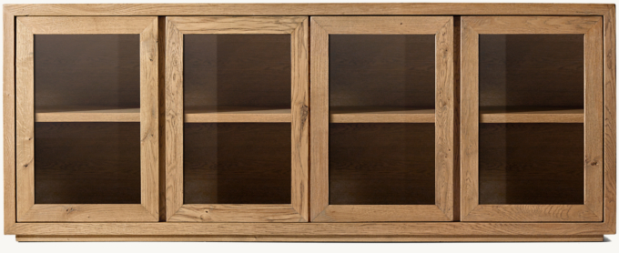 Reclaimed Oak Thin Frame Glass 4-door Sideboard