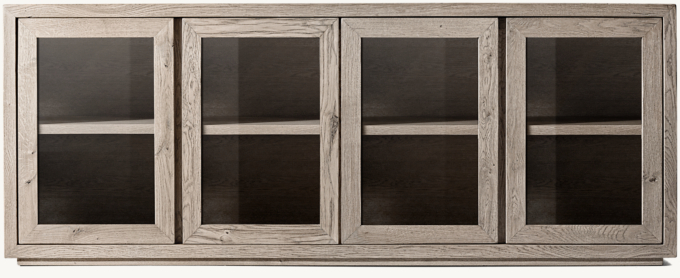 Reclaimed Oak Thin Frame Glass 4-door Sideboard