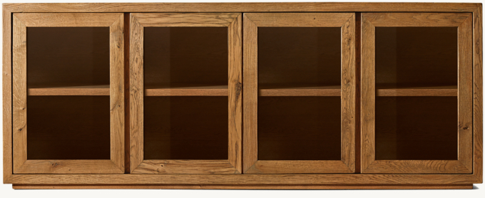 Reclaimed Oak Thin Frame Glass 4-door Sideboard