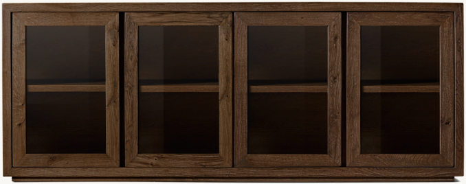 Front view of Reclaimed Oak Thin Frame Glass 4-Door Sideboard 