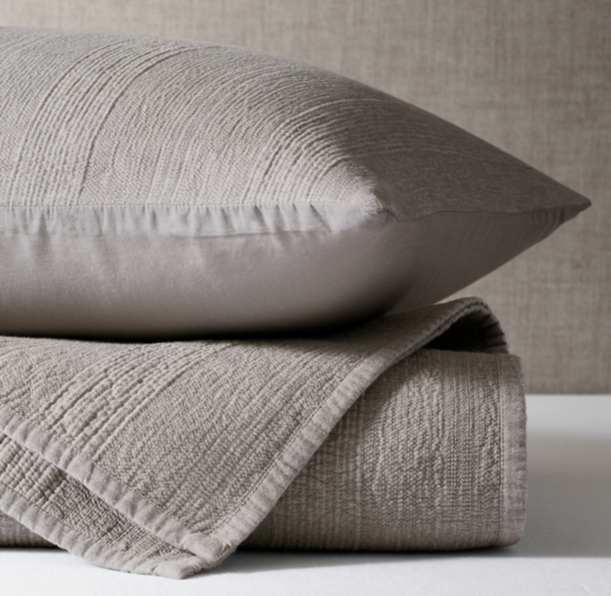 Banded Washed Linen Coverlet