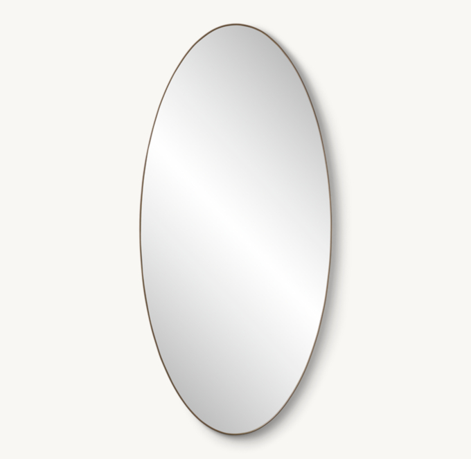 Italian Midcentury Metal Oval Mirror