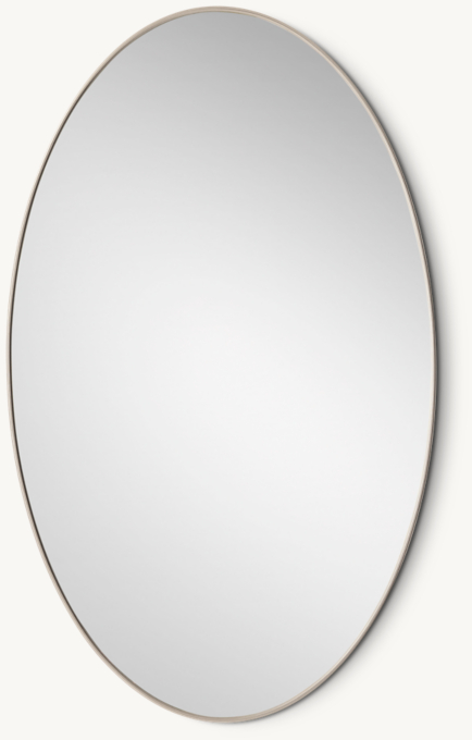 Italian Midcentury Metal Oval Mirror