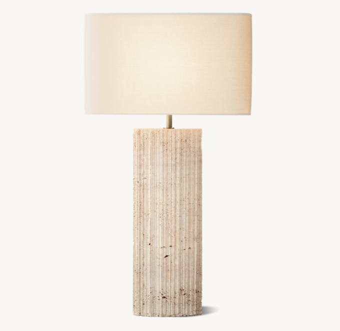 Tallado Classico Travertine Convex Table Lamp