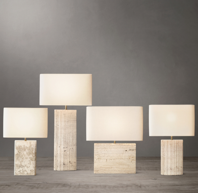 RH Tallado Classico Travertine Table Lamp - Thumbnail 3