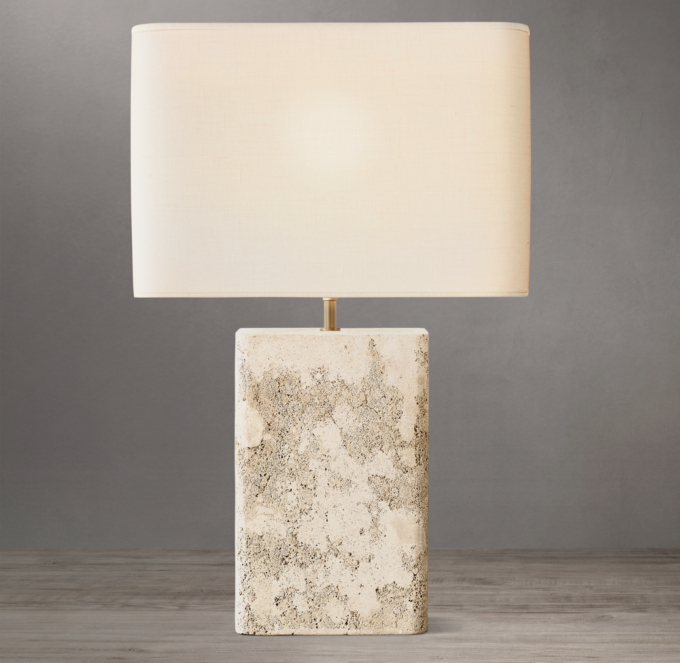 Tallado Classico Travertine Rectangular Table Lamp