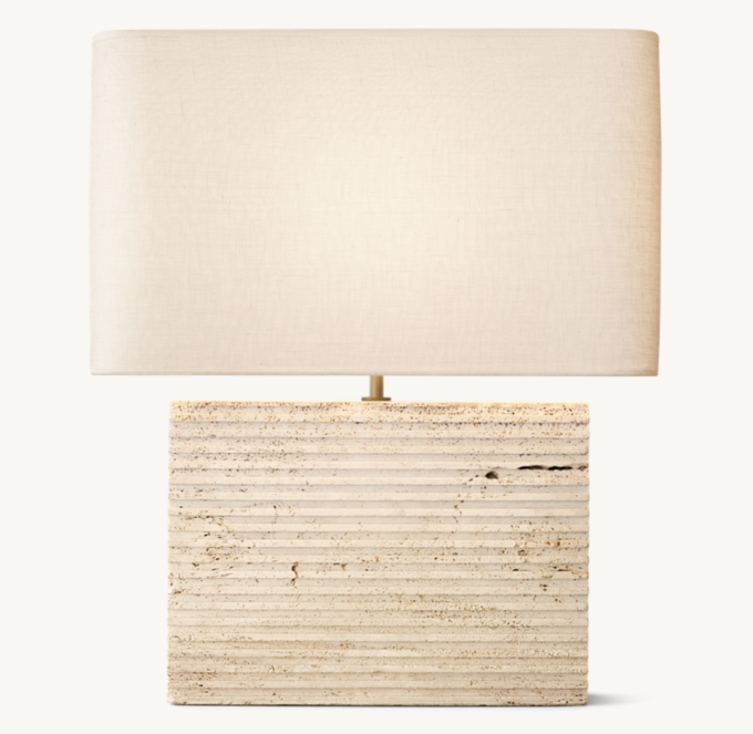 Tallado Classico Travertine Wide Rectangular Table Lamp