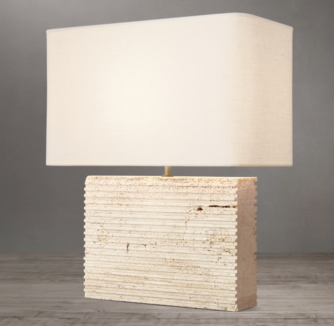 RH Tallado Classico Travertine Table Lamp - Thumbnail 4