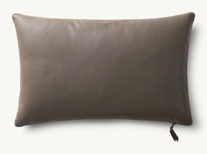 Overhead view of Handwoven Nappa Leather Solid Pillow Cover - Lumbar  