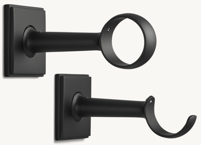 Closed bracket and open c-bracket with square backplate shown (top to bottom) shown in Matte Black.