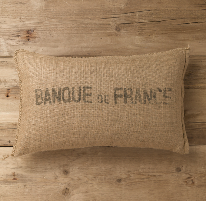 Banque De France Burlap Pillow Cover
