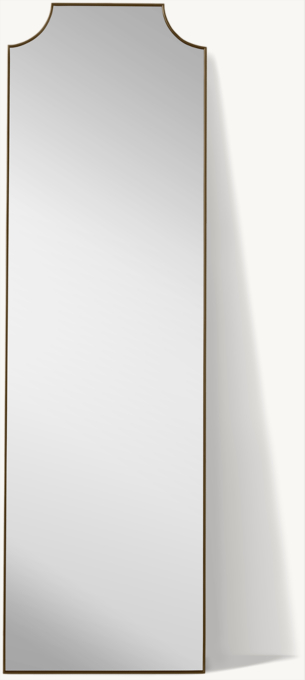 Front view of Italian Midcentury Metal Notched Corner Mirror 
