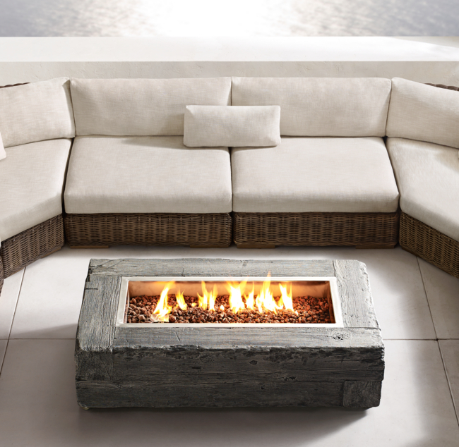 Woodgrain Bioethanol Fire Table