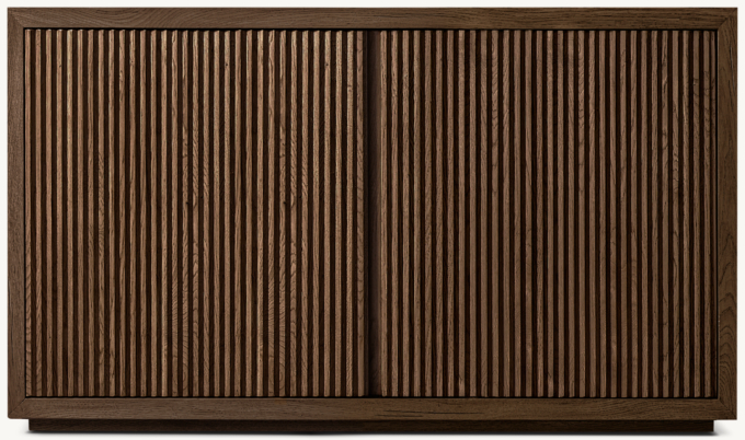 Reclaimed Oak Reeded Double-door Media Console