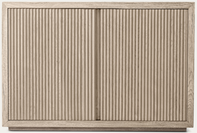 Front view of Reclaimed Oak Reeded Double-Door Sideboard 