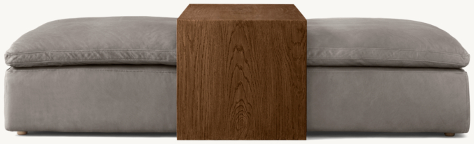 Front view of Cloud Modular Leather Waterfall Coffee Table Ottoman 