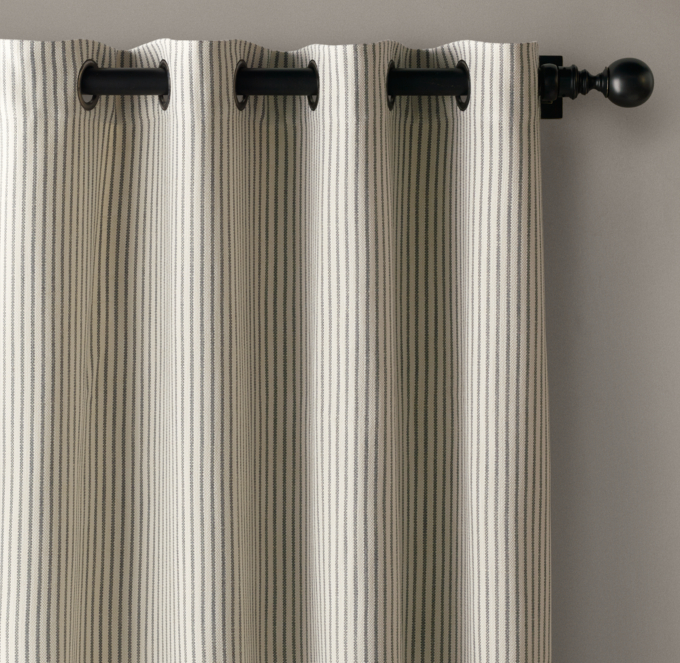 Outdoor Perennials Portofino Ticking Stripe Drapery Grommet
